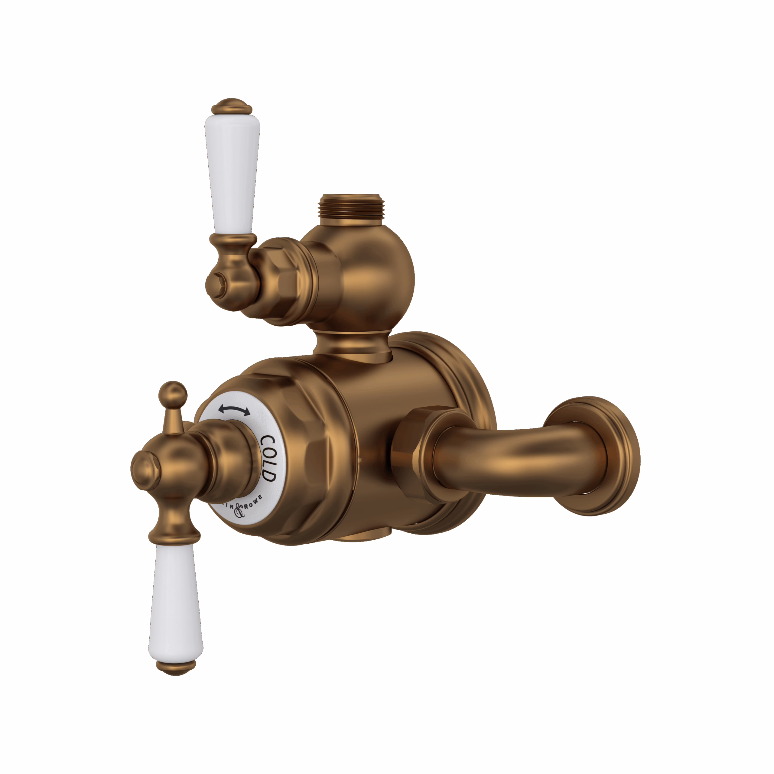 Perrin & Rowe | English Bronze Edwardian™ 3/4" Exposed Therm Valve With Volume And Temperature Control
