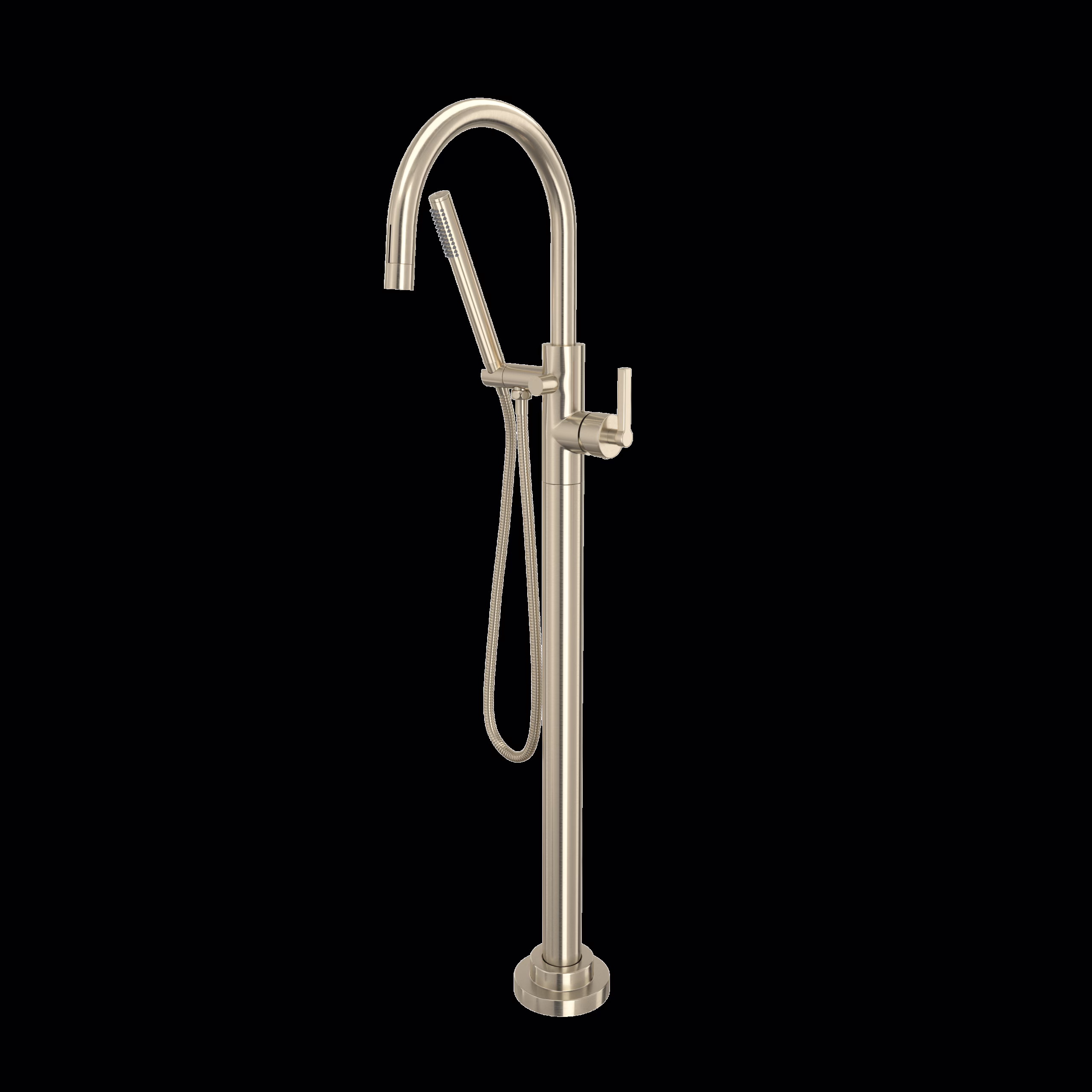 ROHL | Satin Nickel Lombardia® Single Hole Floor Mount Tub Filler Trim