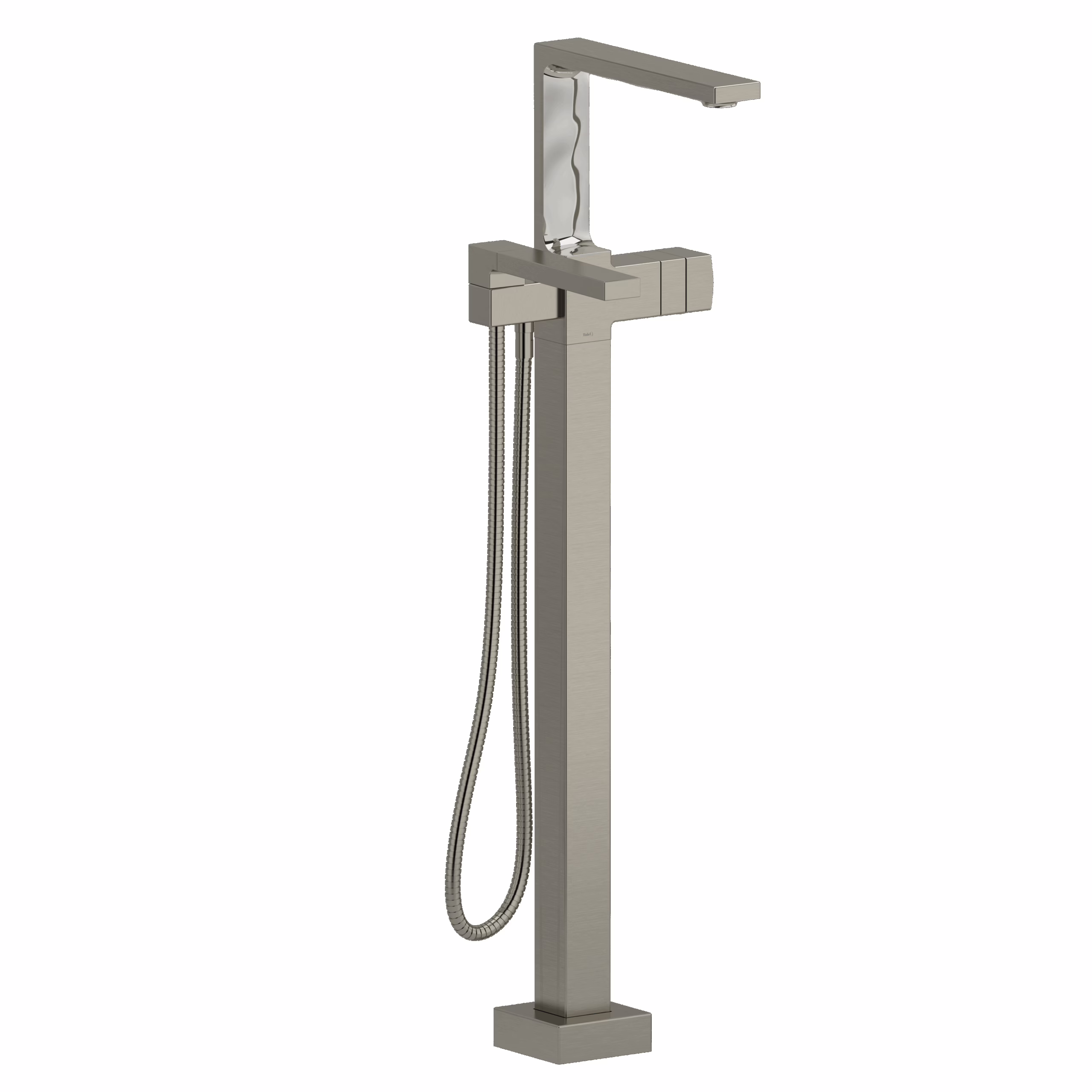 RIOBEL | Brushed Nickel Reflet™ Thermostatic Single  Hole Floor Mount Tub Filler Trim