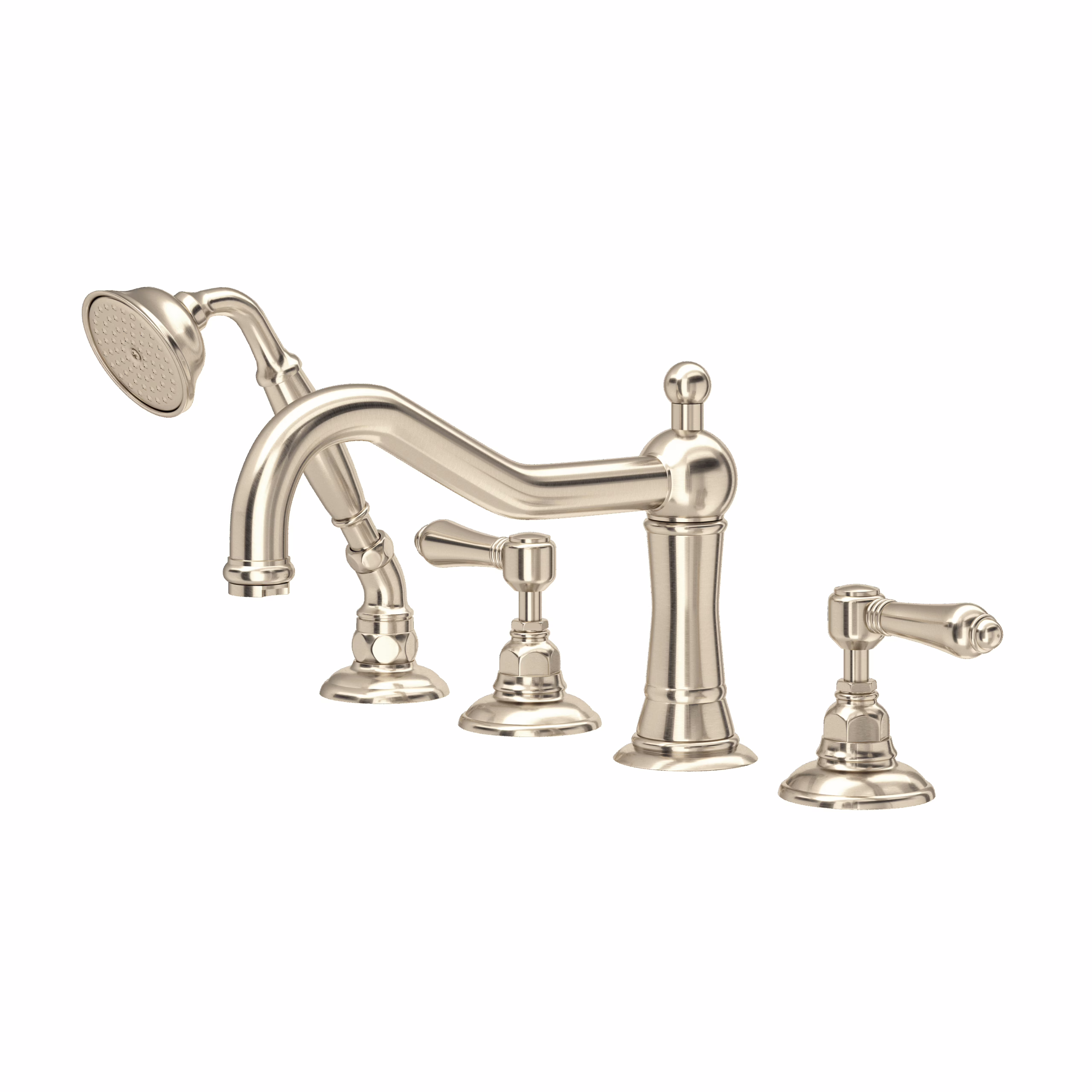 ROHL | Satin Nickel Acqui® 4-Hole Deck Mount Tub Filler