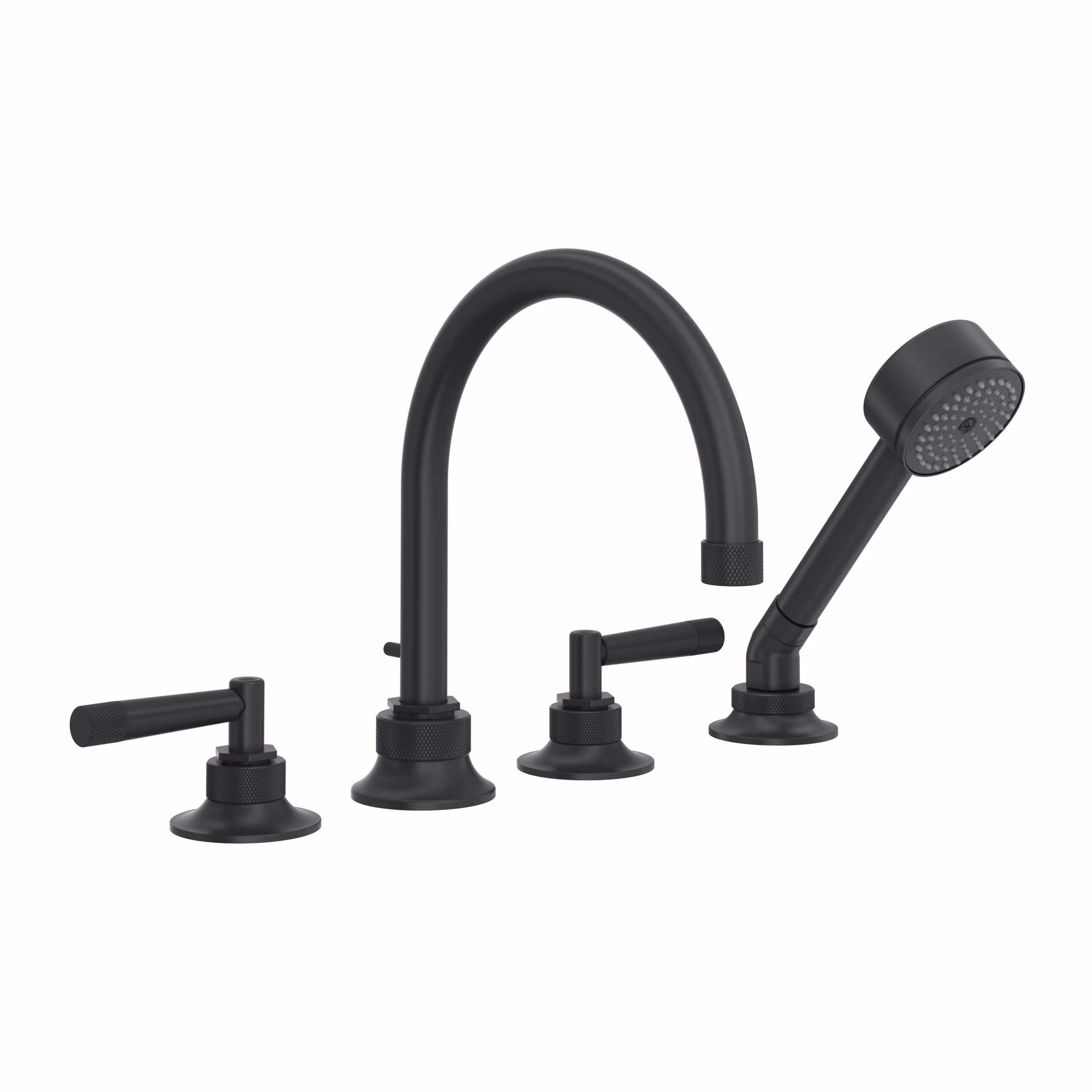 ROHL | Matte Black Graceline® 4-Hole Deck Mount Tub Filler