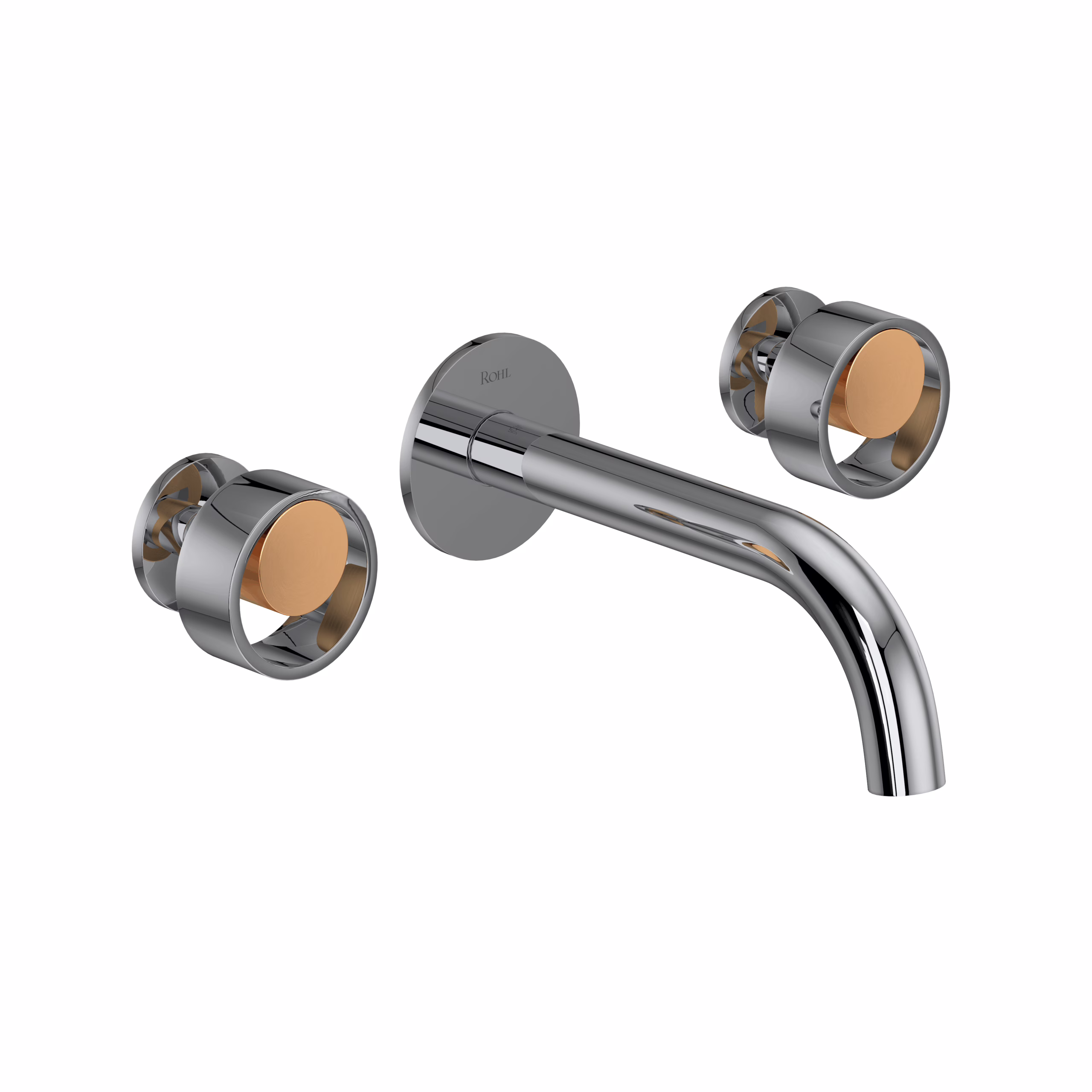 ROHL | Polished Chrome/Satin Gold Eclissi™ Wall Mount Lavatory Faucet Trim With C-Spout