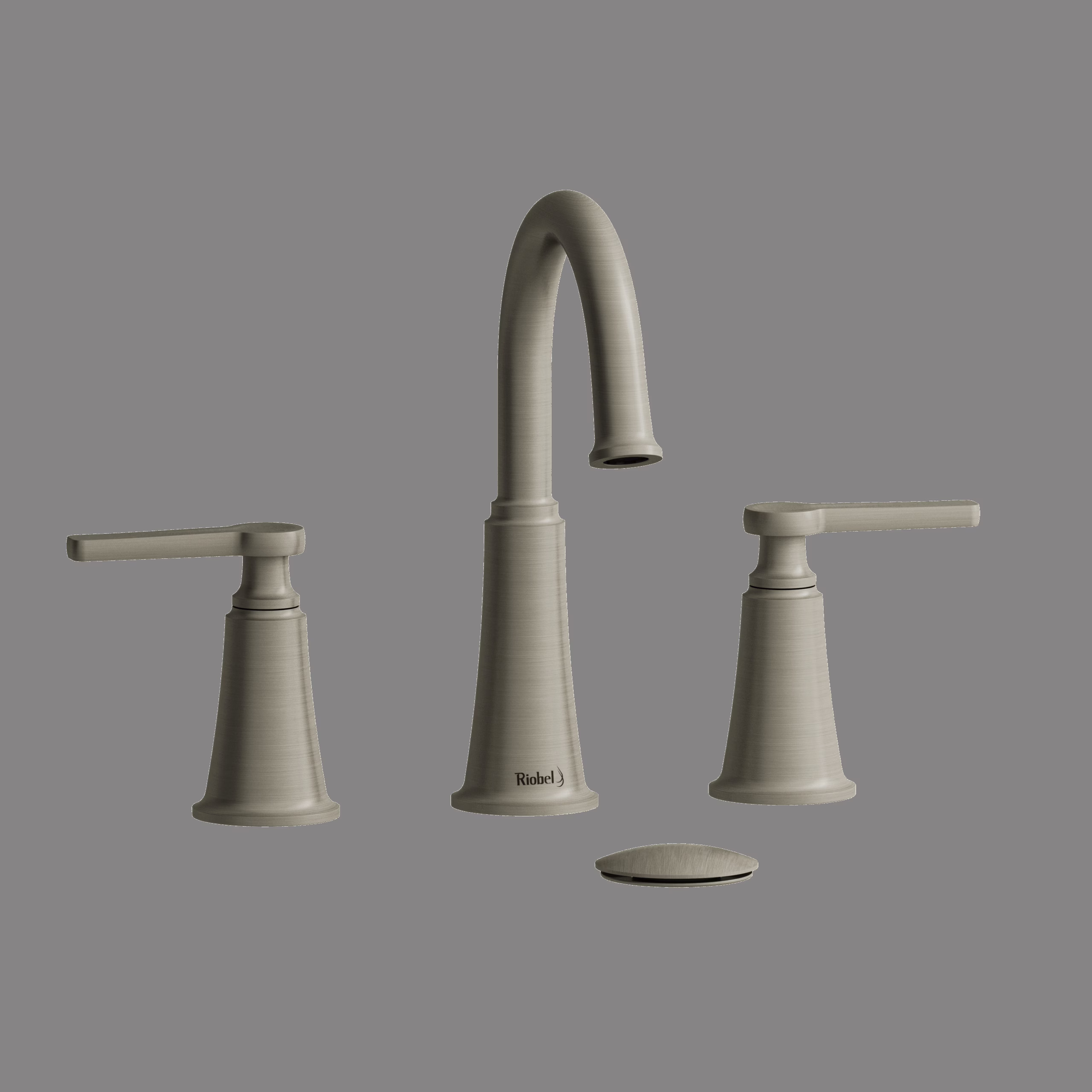 RIOBEL | Brushed Nickel Momenti™ Widespread Lavatory Faucet With C-Spout