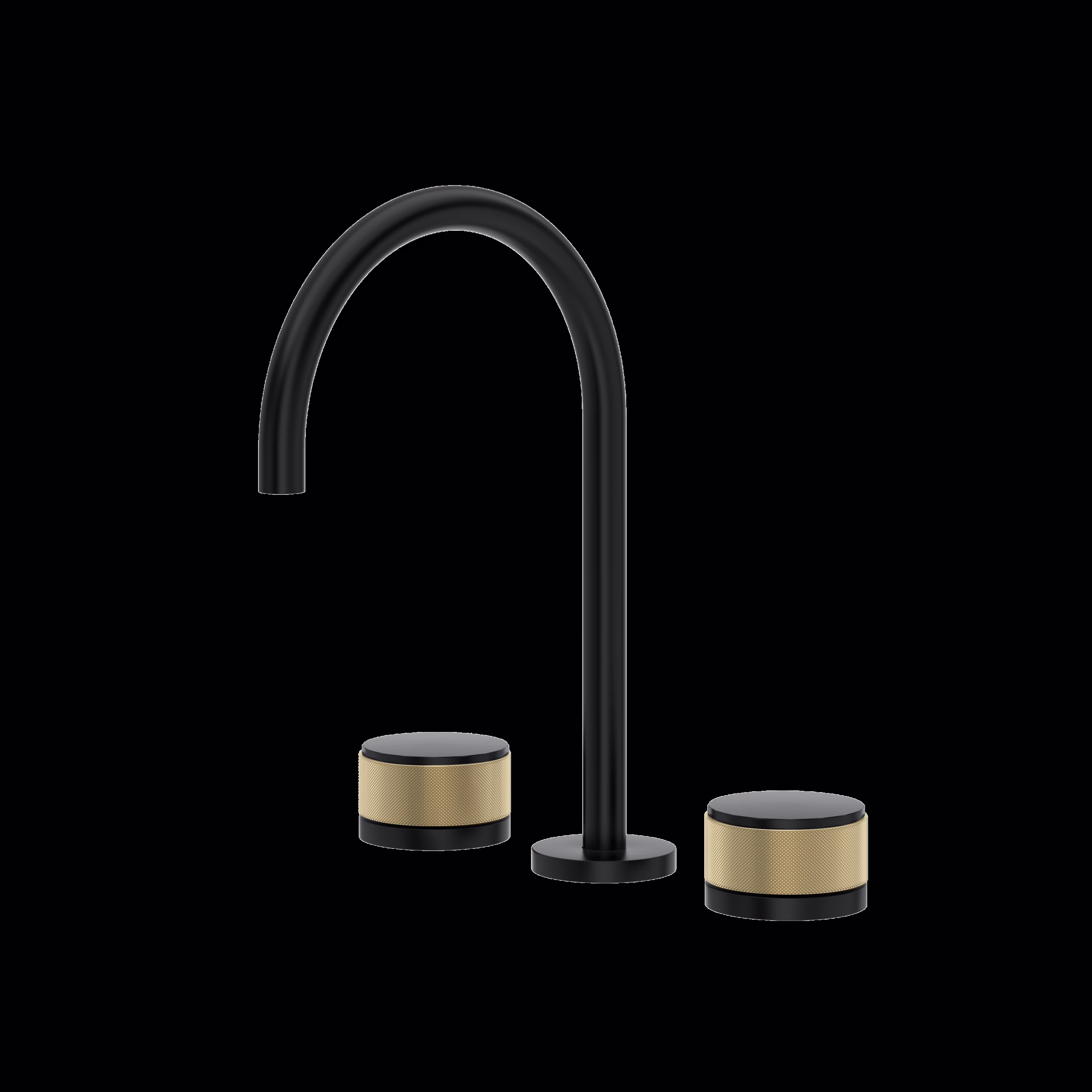 ROHL | Matte Black/Antique Gold Amahle™ Widespread Lavatory Faucet With C-Spout