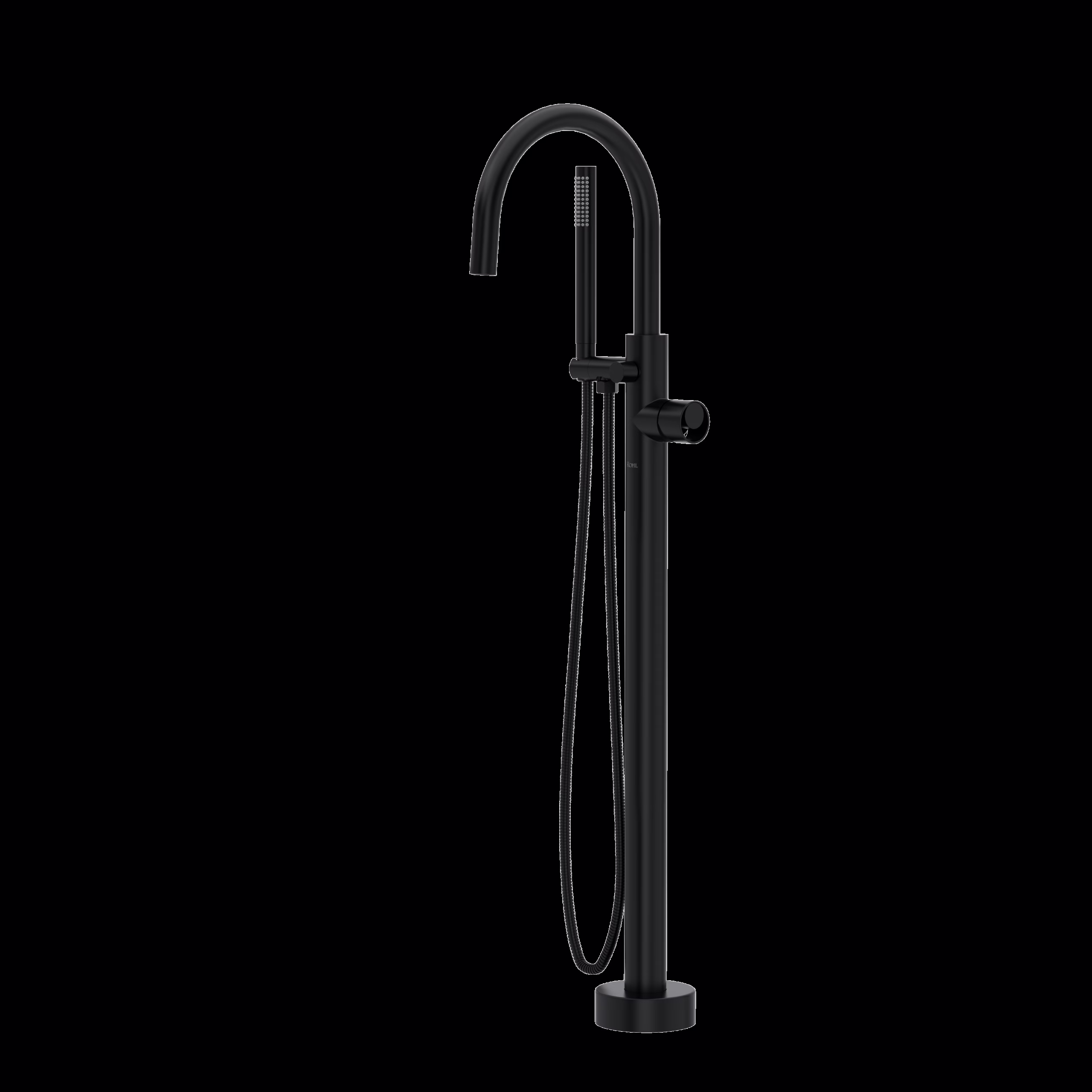 ROHL | Matte Black Eclissi™ Single Hole Floor Mount Tub Filler Trim With C-Spout