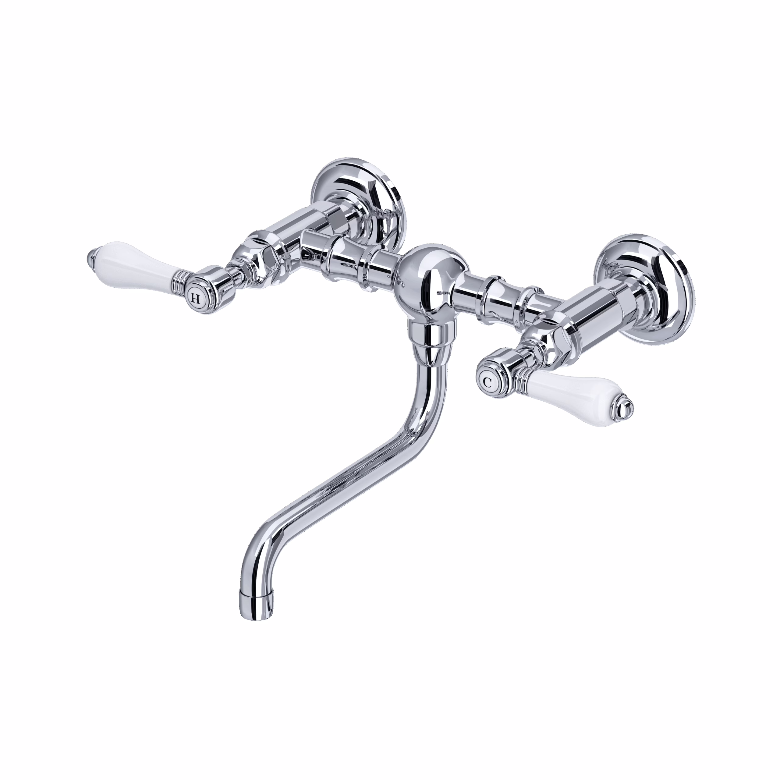 ROHL | Polished Chrome Acqui® Wall Mount Bridge Lavatory Faucet