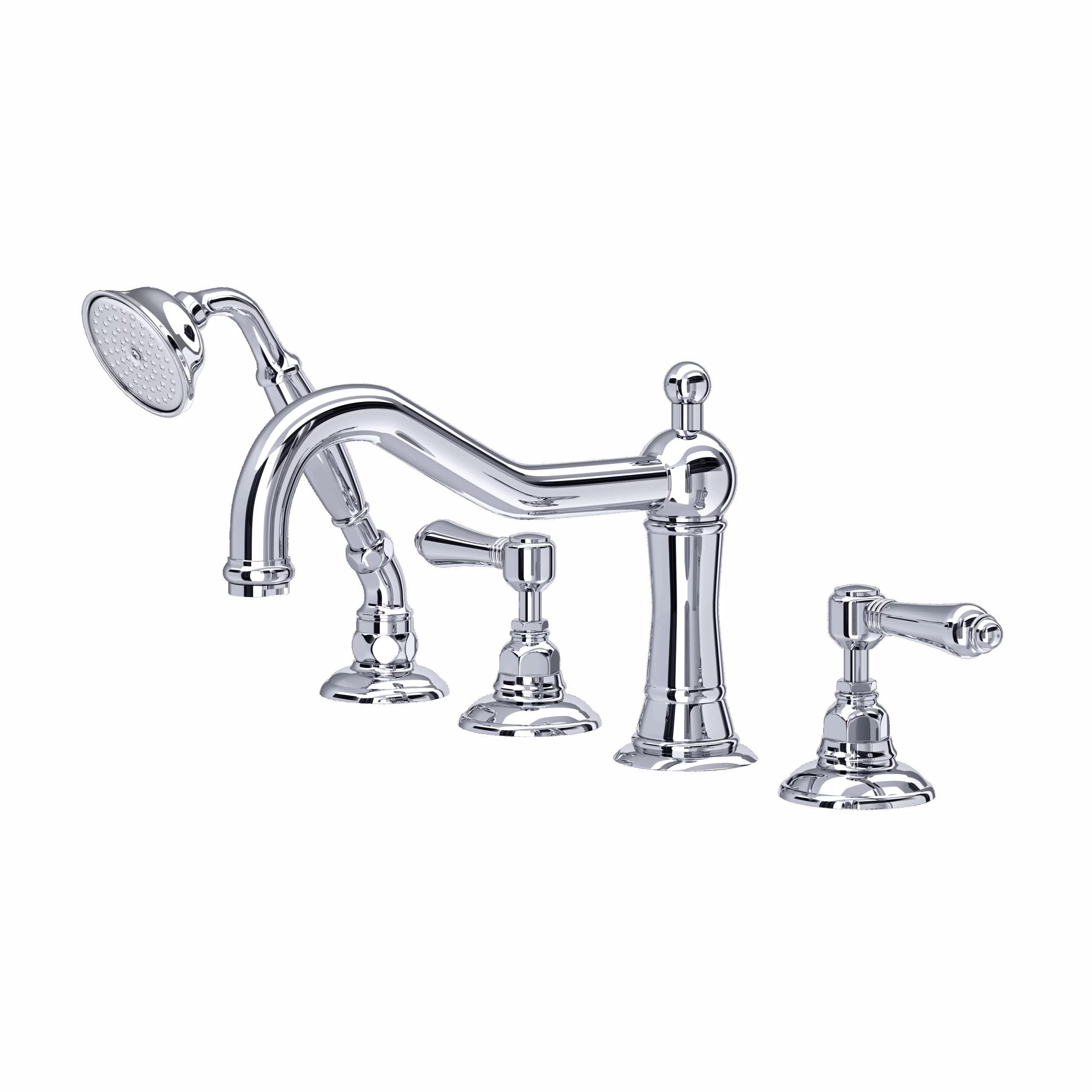 ROHL | Polished Chrome Acqui® 4-Hole Deck Mount Tub Filler