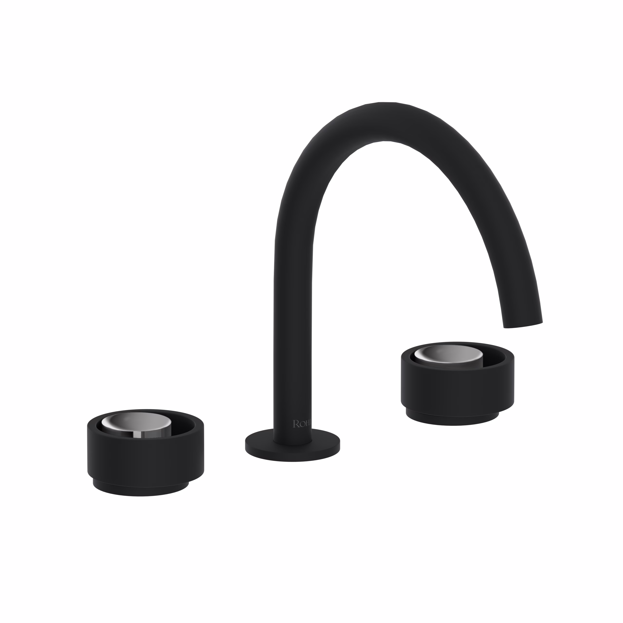 ROHL | Matte Black/Polished Chrome Eclissi™ Widespread Lavatory Faucet With C-Spout