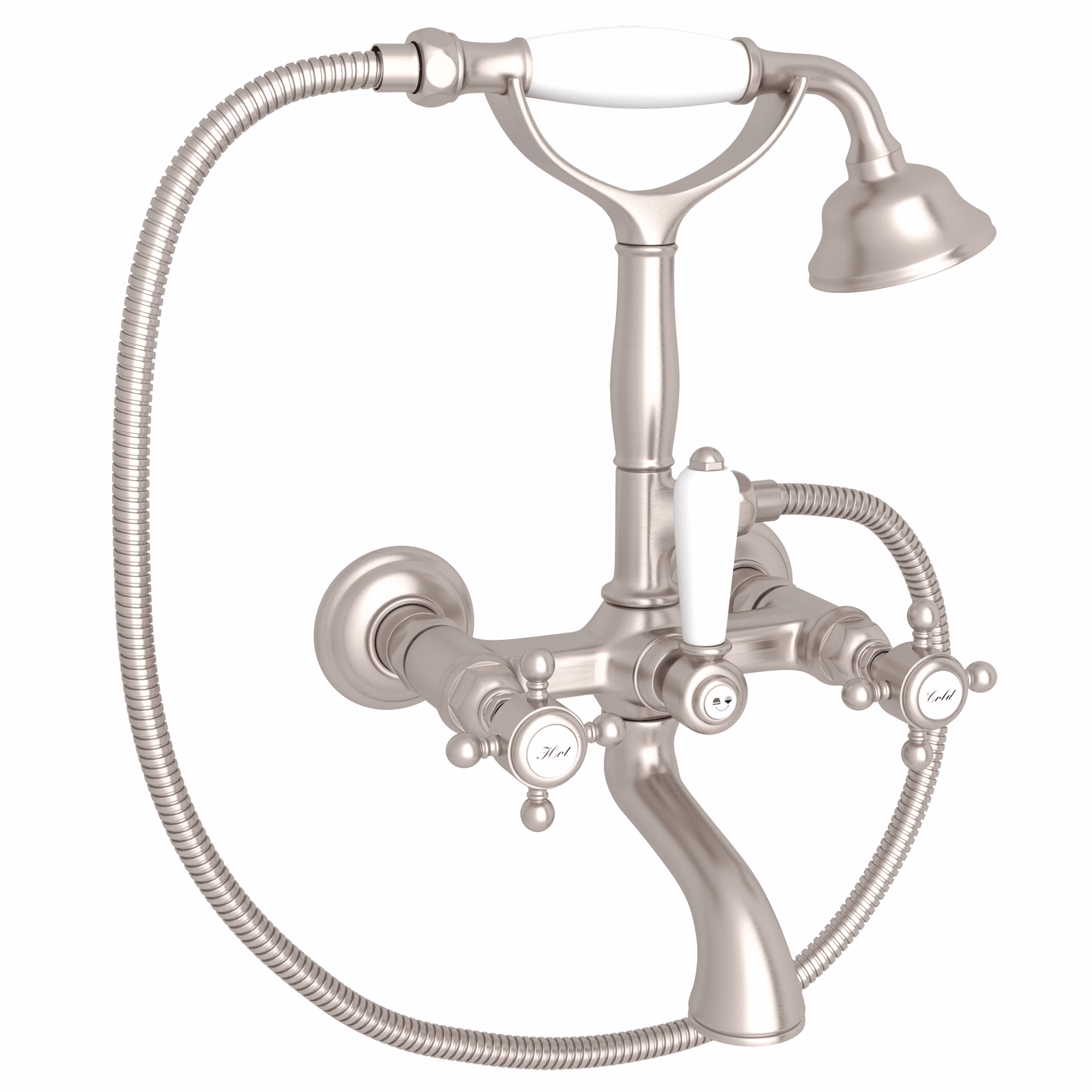 ROHL | Satin Nickel Exposed Wall Mount Tub Filler