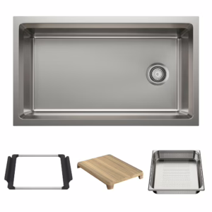 Inteos 33" Single Bowl Reversible Undermount Stainless Steel Workstation Kitchen Sink