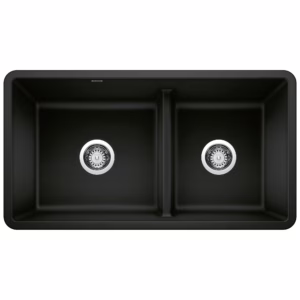 Precis SILGRANIT 33" 60/40 Reversible Double Bowl Undermount Kitchen Sink with Low Divide - Coal Black