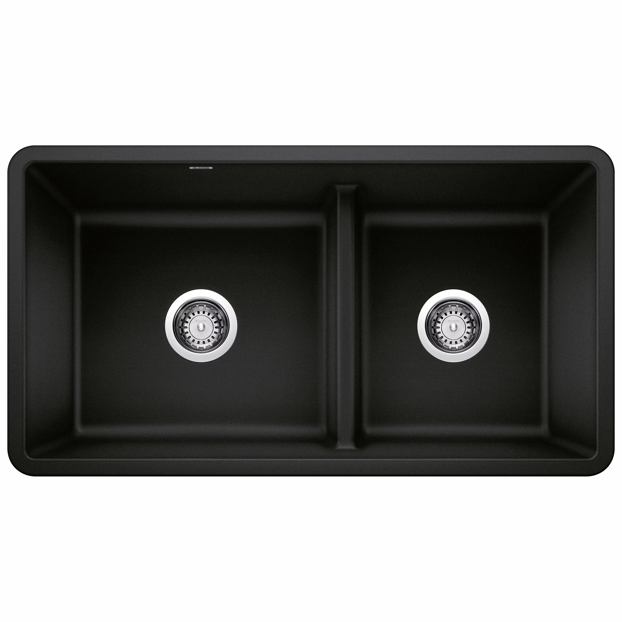 Precis SILGRANIT 33" 60/40 Reversible Double Bowl Undermount Kitchen Sink with Low Divide - Coal Black