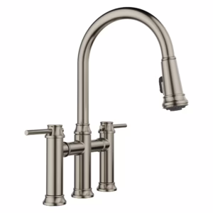 Empressa Pull-Down Dual-Spray Bridge Faucet - Satin Platinum