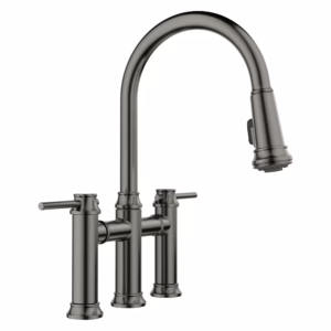 Empressa Pull-Down Dual-Spray Bridge Faucet - Satin Dark Steel