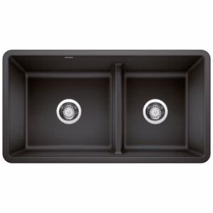 Precis SILGRANIT 33" 60/40 Reversible Double Bowl Undermount Kitchen Sink with Low Divide - Anthracite