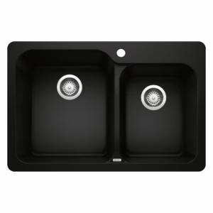 Vision SILGRANIT 31.5" 60/40 Double Bowl Dual Mount Kitchen Sink - Coal Black