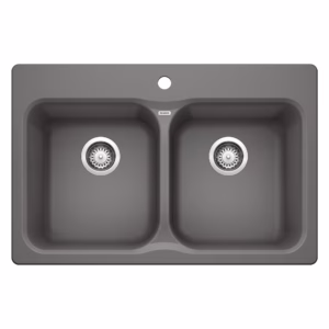 Vision SILGRANIT 31.5" 50/50 Double Bowl Dual Mount Kitchen Sink - Cinder