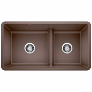 Precis SILGRANIT 33" 60/40 Reversible Double Bowl Undermount Kitchen Sink with Low Divide - Café