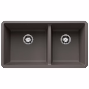 Precis SILGRANIT 33" 60/40 Double Bowl Undermount Kitchen Sink - Volcano Gray