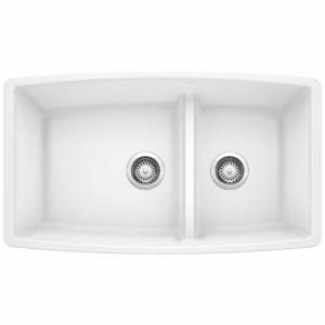 Performa SILGRANIT 33" 60/40 Double Bowl Undermount Kitchen Sink with Low Divide - White