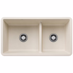Precis SILGRANIT 33" 60/40 Reversible Double Bowl Undermount Kitchen Sink with Low Divide - Soft White