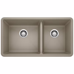 Precis SILGRANIT 33" 60/40 Double Bowl Undermount Kitchen Sink - Truffle