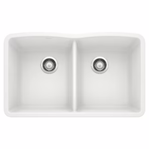 Diamond SILGRANIT 32" 50/50 Double Bowl Undermount Kitchen Sink - White