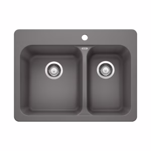 Vision SILGRANIT 27.5" 70/30 Double Bowl Dual Mount Kitchen Sink - Cinder