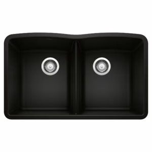Diamond SILGRANIT 32" 50/50 Double Bowl Undermount Kitchen Sink - Coal Black