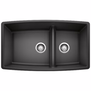 Performa SILGRANIT 33" 60/40 Double Bowl Undermount Kitchen Sink with Low Divide - Anthracite