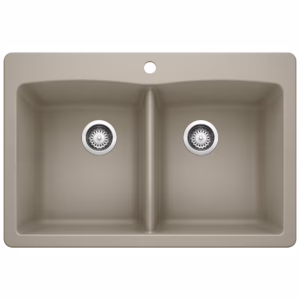 Diamond SILGRANIT 33" 50/50 Double Bowl Dual Mount Kitchen Sink - Truffle