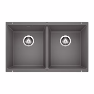 Precis SILGRANIT 29" 50/50 Double Bowl Undermount Kitchen Sink - Cinder