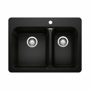 Vision SILGRANIT 27.5" 70/30 Double Bowl Dual Mount Kitchen Sink - Coal Black