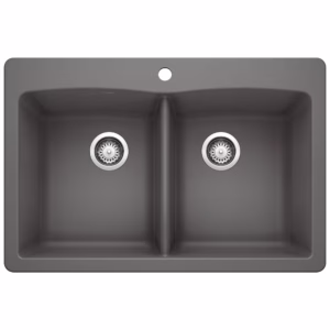 Diamond SILGRANIT 33" 50/50 Double Bowl Dual Mount Kitchen Sink - Cinder