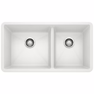 Precis SILGRANIT 33" 60/40 Double Bowl Undermount Kitchen Sink - White