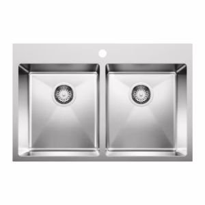 Quatrus R15 31" 50/50 Double Bowl Dual Mount Stainless Steel Kitchen Sink