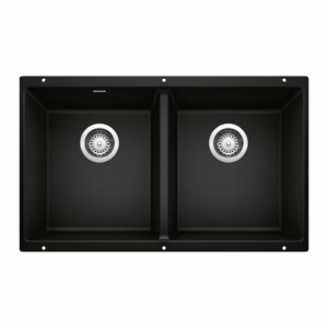 Precis SILGRANIT 29" 50/50 Double Bowl Undermount Kitchen Sink - Coal Black