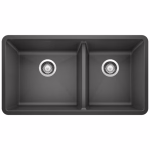 Precis SILGRANIT 33" 60/40 Double Bowl Undermount Kitchen Sink - Anthracite