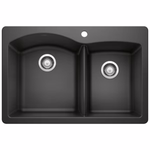Diamond SILGRANIT 33" 60/40 Double Bowl Dual Mount Kitchen Sink - Anthracite