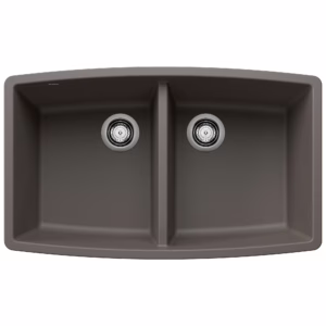 Performa SILGRANIT 33" 50/50 Double Bowl Undermount Kitchen Sink - Volcano Gray