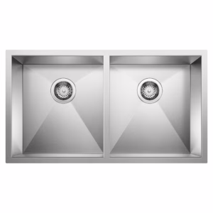 Quatrus R0 32" 50/50 Double Bowl Undermount Stainless Steel Kitchen Sink