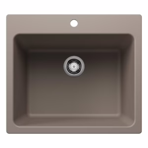 Liven SILGRANIT 25" Single Bowl Dual Mount Laundry Sink - Truffle