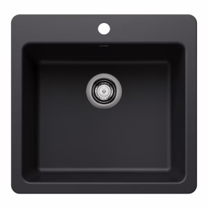 Liven SILGRANIT 21" Single Bowl Dual Mount Kitchen Sink - Coal Black