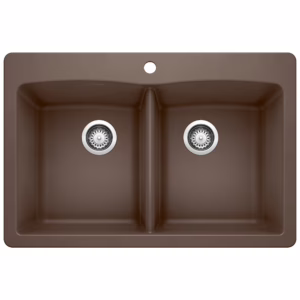 Diamond SILGRANIT 33" 50/50 Double Bowl Dual Mount Kitchen Sink - Café