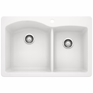 Diamond SILGRANIT 33" 60/40 Double Bowl Dual Mount Kitchen Sink - White