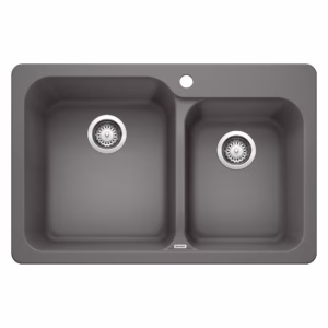 Vision SILGRANIT 31.5" 60/40 Double Bowl Dual Mount Kitchen Sink - Cinder