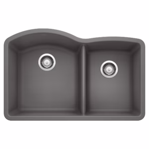 Diamond SILGRANIT 32" 60/40 Double Bowl Undermount Kitchen Sink - Cinder