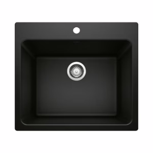 Liven SILGRANIT 25" Single Bowl Dual Mount Laundry Sink - Coal Black