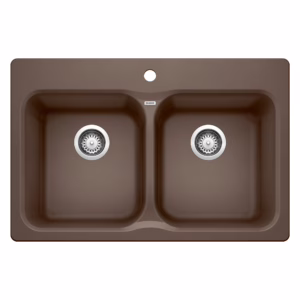 Vision SILGRANIT 31.5" 50/50 Double Bowl Dual Mount Kitchen Sink - Café