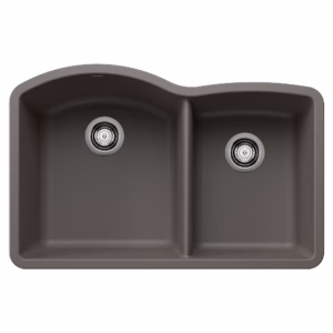 Diamond SILGRANIT 32" 60/40 Double Bowl Undermount Kitchen Sink - Volcano Gray